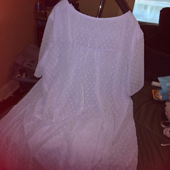 NWT Women's Elegant Short Sleeve Chiffon Dress - A-Line Round Neck - Picture 2 of 2